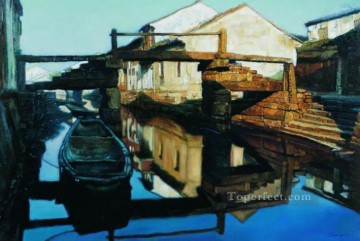水の町 小川 山水 中国の風景 Oil Paintings